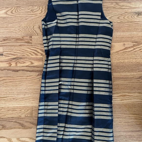 Metallic Navy and Gold Striped Dress - Picture 5 of 5